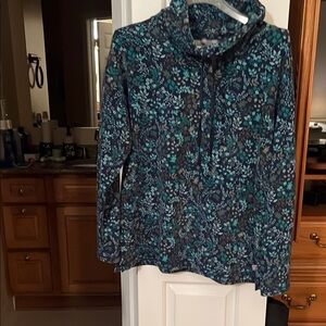 Talbots Blue and Green Floral Top